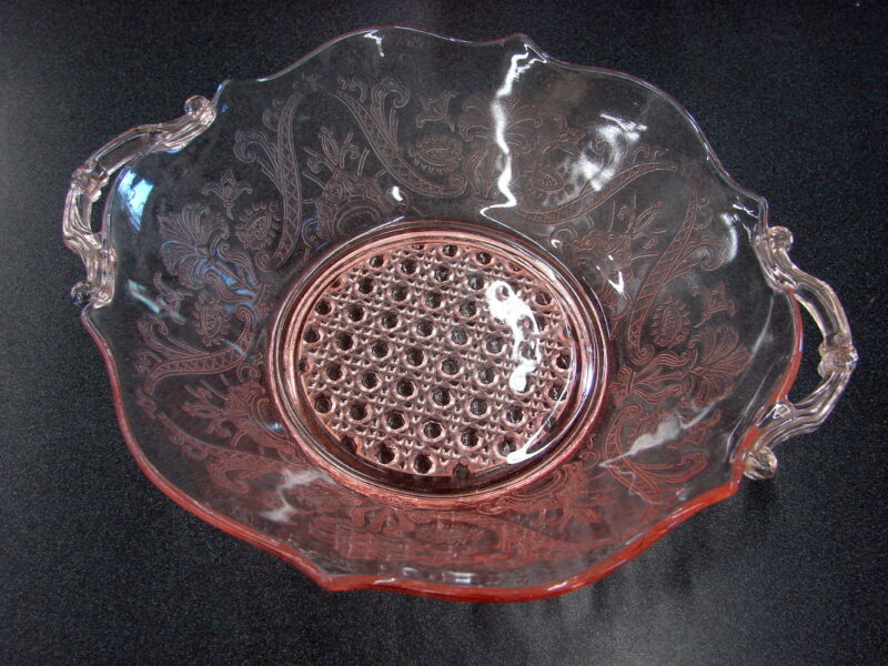 Vintage Lancaster Landrum Pink Peach Depression Glass Bowl Bubble Bottom, Moose-R-Us.Com Log Cabin Decor