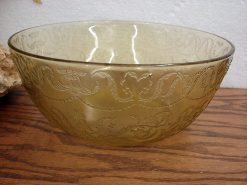 Vintage Indiana Glass Madrid Recollection Amber Large Salad Bowl, Moose-R-Us.Com Log Cabin Decor