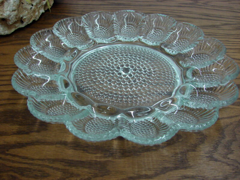 Vintage Indiana Hobnail Bubble Clear Glass Deviled Egg Plate Platter, Moose-R-Us.Com Log Cabin Decor