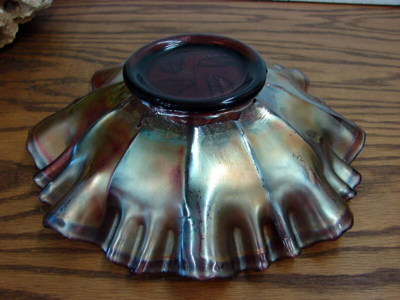 Vintage Fenton Thistle Ruffled Centerpiece Bowl Carnival Satin, Moose-R-Us.Com Log Cabin Decor