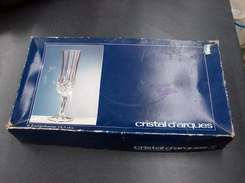 Vintage Boxed cristal d&#8217;arques 6 Longchamp 14,5 cl~ Exquisite Champaign Flutes, Moose-R-Us.Com Log Cabin Decor