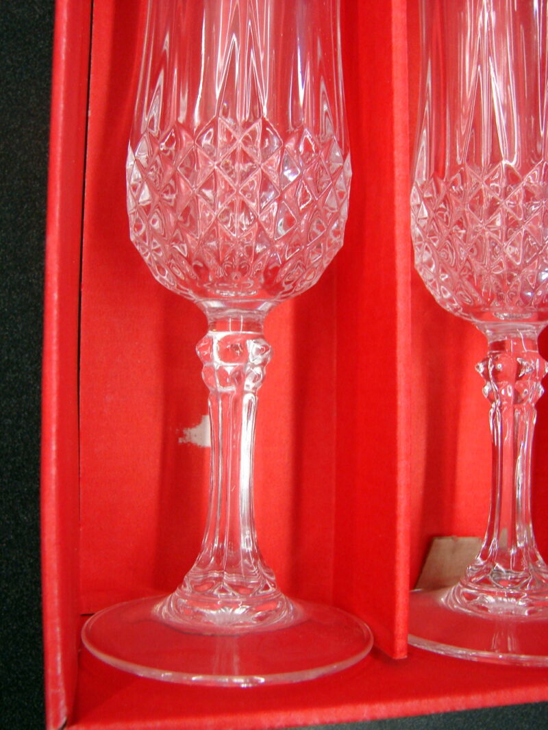 Vintage Boxed cristal d&#8217;arques 6 Longchamp 14,5 cl~ Exquisite Champaign Flutes, Moose-R-Us.Com Log Cabin Decor