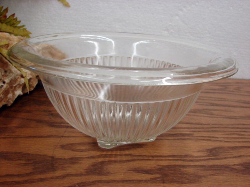 Vintage Hazel Atlas Clear Federal Glass Rolled Rim Square Bottom Mixing Bowl, Moose-R-Us.Com Log Cabin Decor