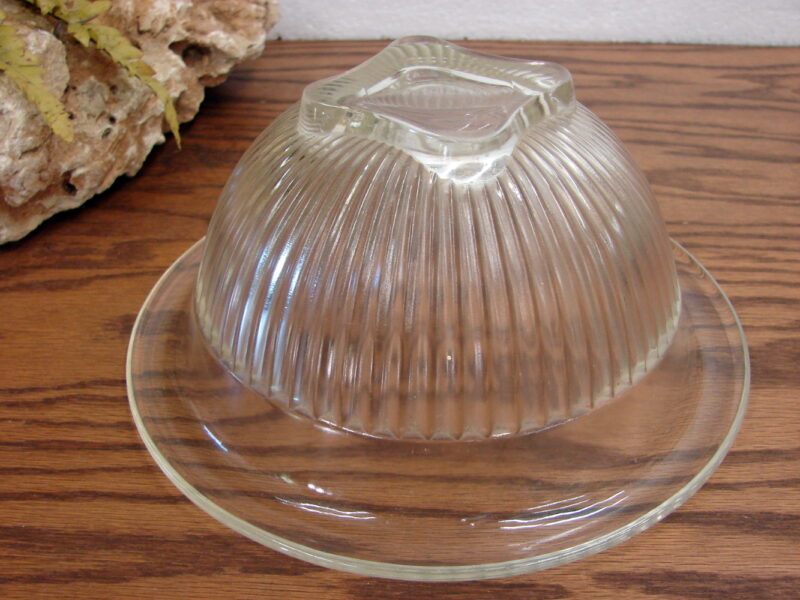 Vintage Hazel Atlas Clear Federal Glass Rolled Rim Square Bottom Mixing Bowl, Moose-R-Us.Com Log Cabin Decor