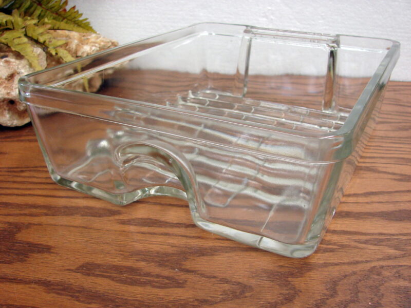 Vintage Embossed Glass Refrigerator Tray MEATS 12 x 9&#8243;, Moose-R-Us.Com Log Cabin Decor