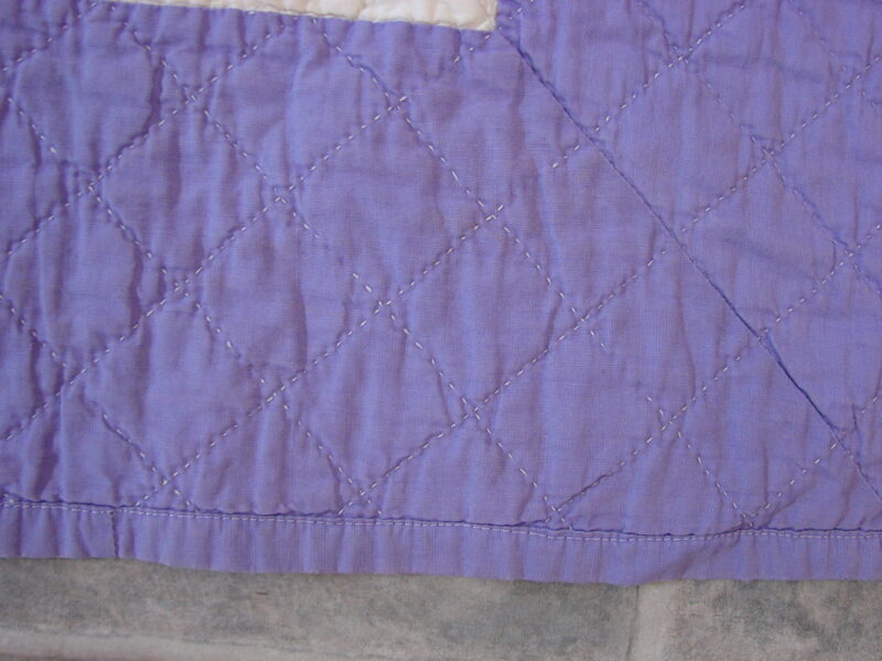 Vintage Hand Stitched Quilted Summer Quilt Cotton Purple Lavender Border, Moose-R-Us.Com Log Cabin Decor