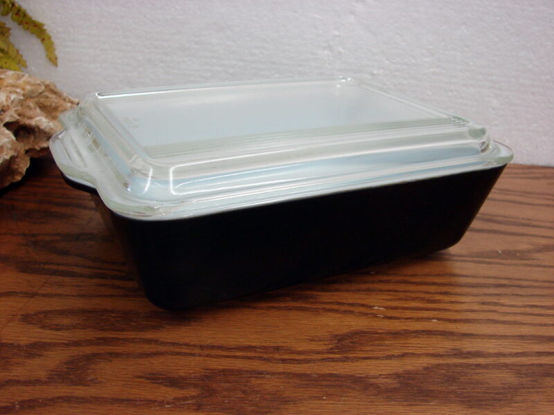 Vintage PYREX 503 Rodney Kent Matte Black Refrigerator Dish and 503-C Lid, Moose-R-Us.Com Log Cabin Decor