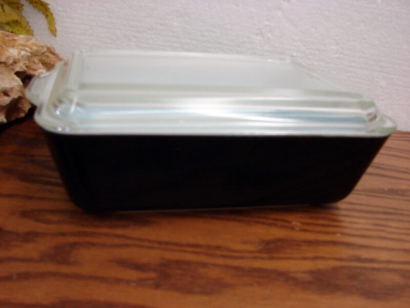 Vintage PYREX 503 Rodney Kent Matte Black Refrigerator Dish and 503-C Lid, Moose-R-Us.Com Log Cabin Decor