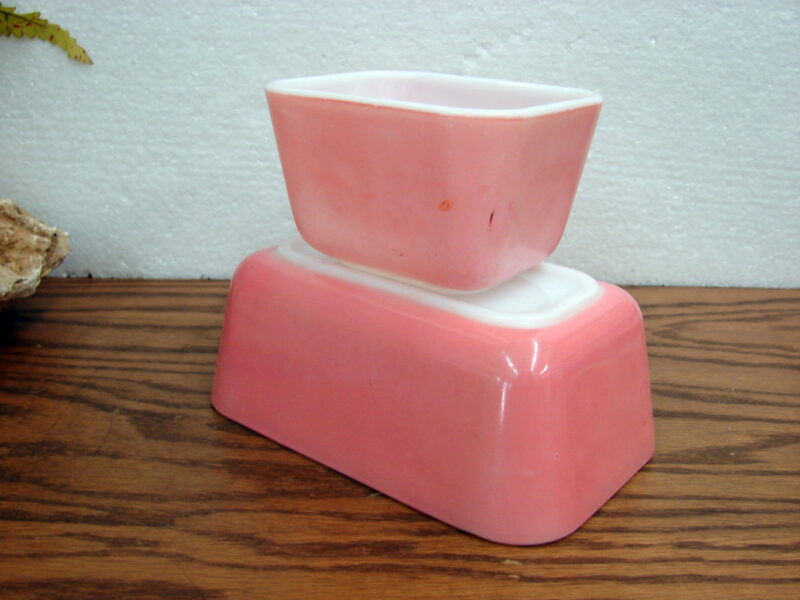 Vintage PYREX 501 502 Pink Refrigerator Dish No Lids as is, Moose-R-Us.Com Log Cabin Decor