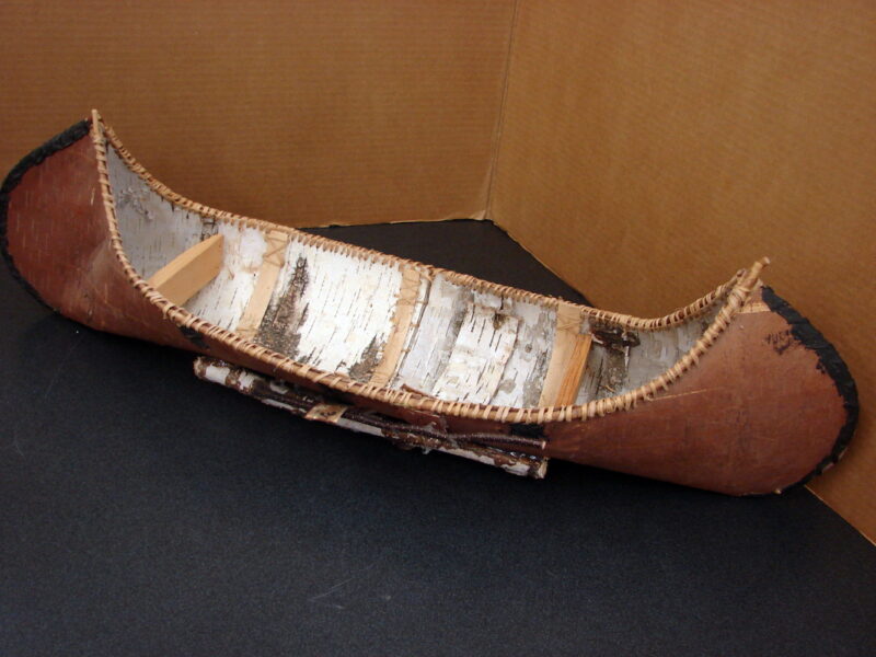 Vintage Hand Crafted Reverse Birch Bark Canoe Ojibwe Native American Made, Moose-R-Us.Com Log Cabin Decor