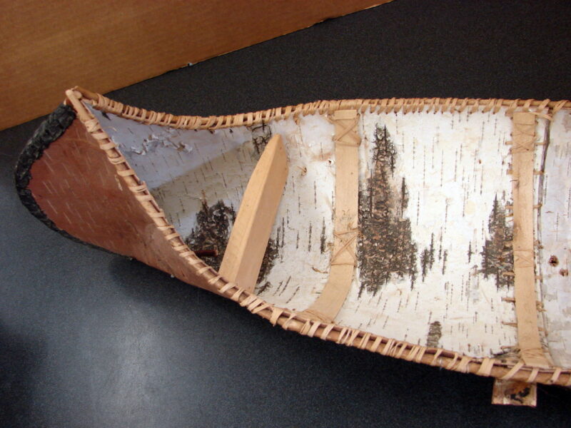 Vintage Hand Crafted Reverse Birch Bark Canoe Ojibwe Native American Made, Moose-R-Us.Com Log Cabin Decor