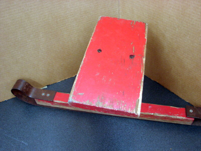 Vintage Child&#8217;s Original Red Paint Snow Sled Skotsie Iron Runners Seat Unique, Moose-R-Us.Com Log Cabin Decor