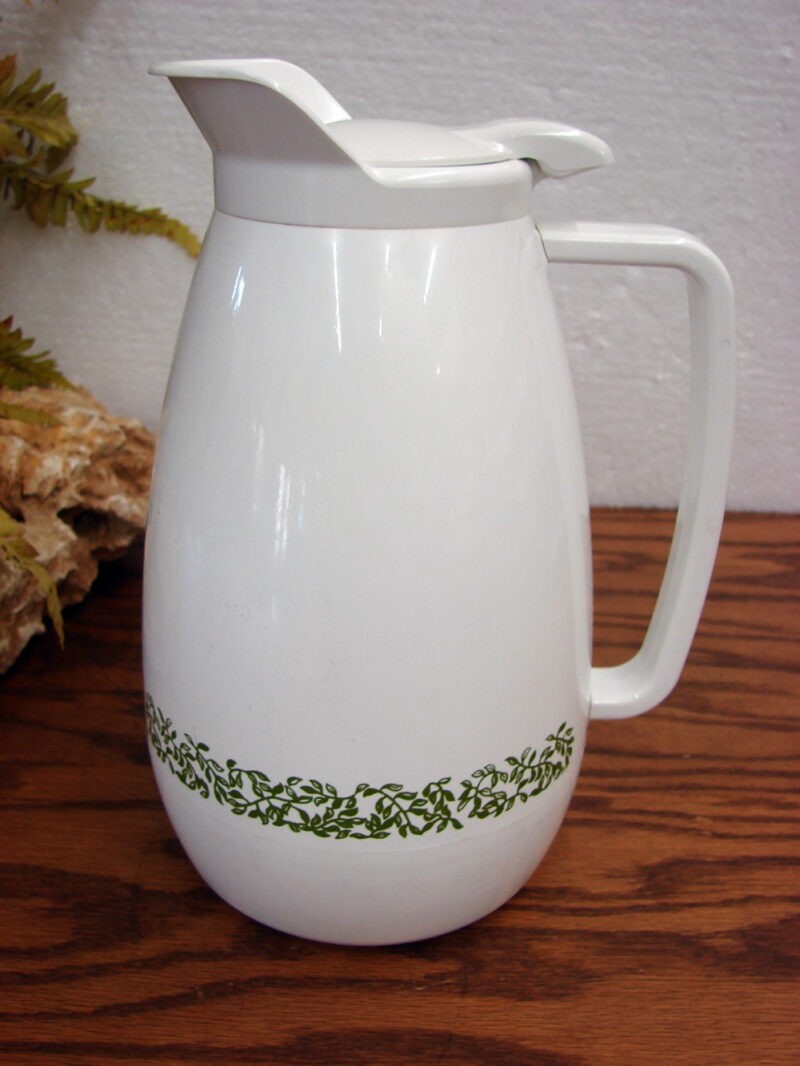 Thermo Serv West Bend Insulated White Green Ivy Serving Pitcher Carafe, Moose-R-Us.Com Log Cabin Decor