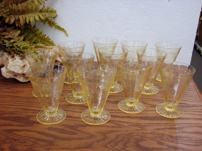 Vintage Indiana Glass Cameo Ballerina Footed Tumbler Set/12, Moose-R-Us.Com Log Cabin Decor