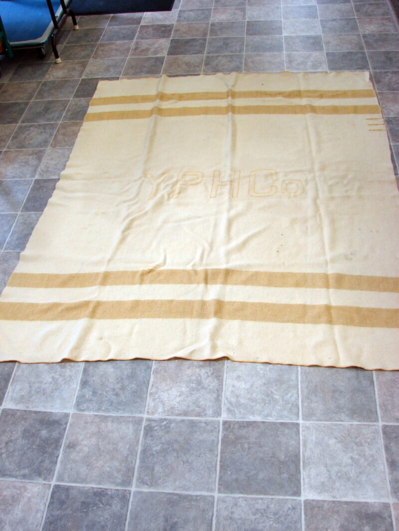 Vintage Jacobs Oregon Virgin Wool Off White Tan Stripe 3 Point Blanket YPH Co, Moose-R-Us.Com Log Cabin Decor