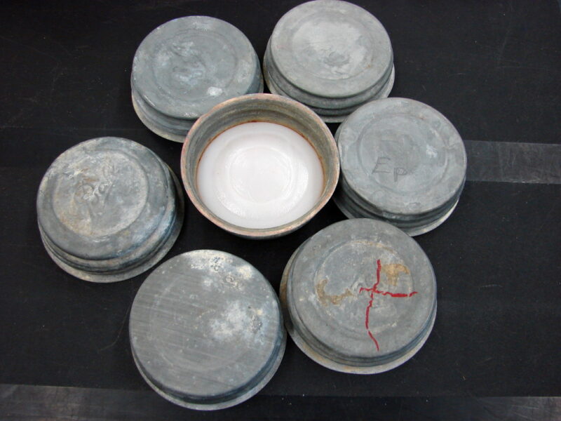 Set 7 Zinc 3&#8243; Porcelain Insert Lids, Moose-R-Us.Com Log Cabin Decor