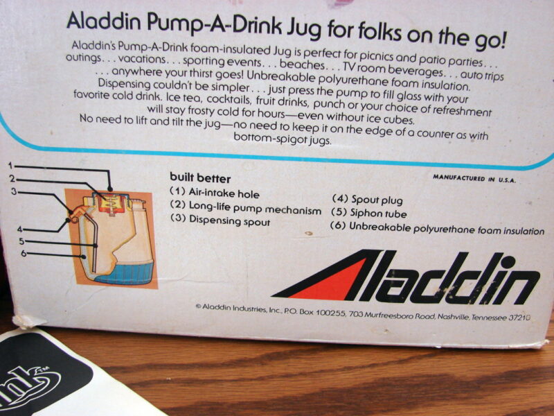 Vintage Pump A Drink Aladdin Industries 1 Gallon Jug Pump Dispenser Boxed, Moose-R-Us.Com Log Cabin Decor