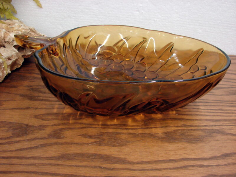 Large Vintage Indiana Glass Rich Amber Grape Cluster Shaped Fruit Bowl, Moose-R-Us.Com Log Cabin Decor