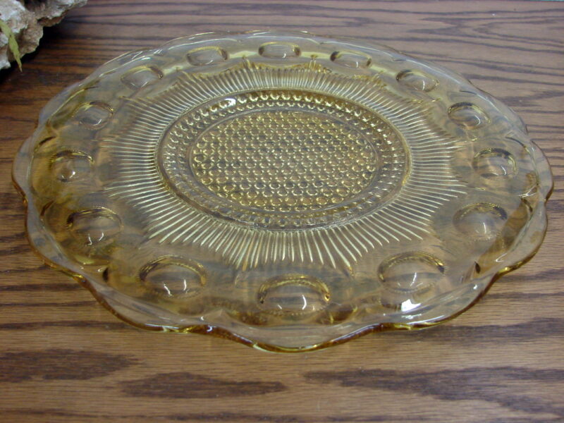 Vintage Depression Glass Yellow Thumbprint Serving Platter, Moose-R-Us.Com Log Cabin Decor