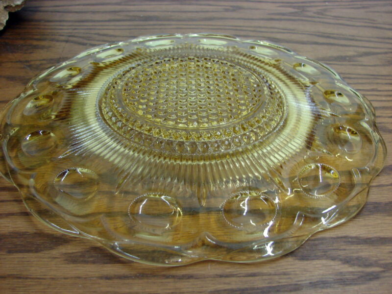 Vintage Depression Glass Yellow Thumbprint Serving Platter, Moose-R-Us.Com Log Cabin Decor