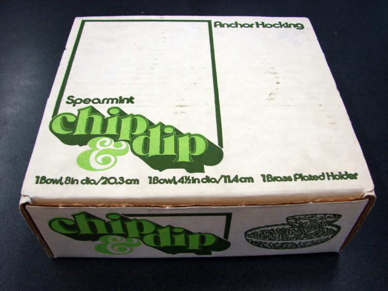 Vintage Anchor Hocking Spearmint  Chip &#038; Dip Boxed No Holder, Moose-R-Us.Com Log Cabin Decor