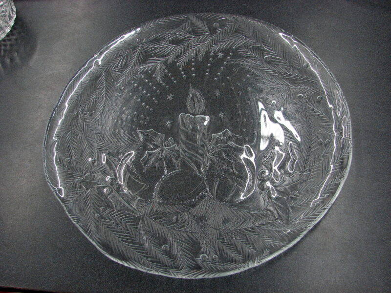 Vintage Crystal 1970&#8217;s Bali Bells Hearthside Platter Candle Pine, Moose-R-Us.Com Log Cabin Decor