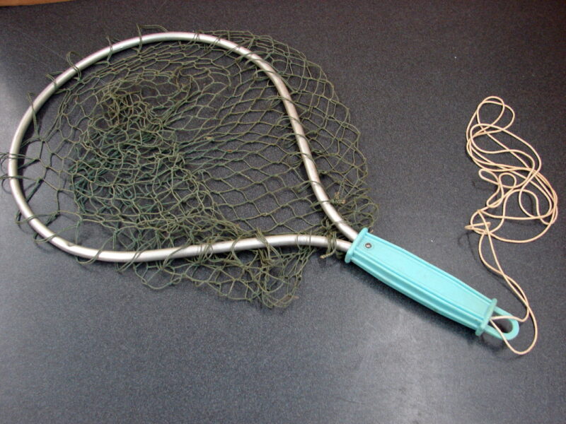 Vintage Fly Fishing Net Turquoise Blue Handle, Moose-R-Us.Com Log Cabin Decor