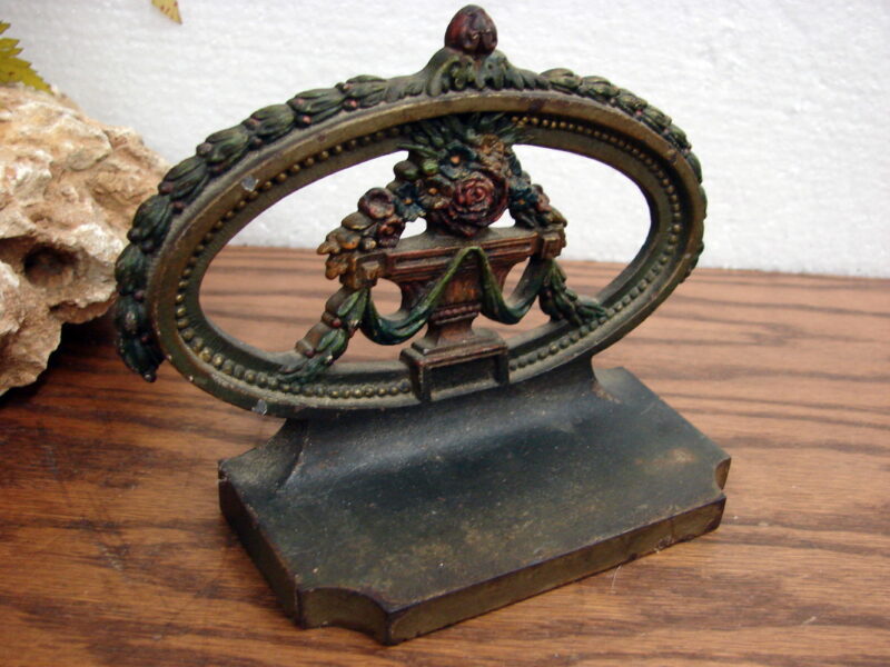 Antique Bradley Hubbard Cast Iron Bookend-Only One Flower Urn Garland, Moose-R-Us.Com Log Cabin Decor