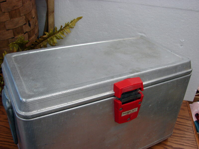 Vintage Aluminum Party Cooler Cold Flyte Picnic Hamilton Skotch Bottle Opener etc., Moose-R-Us.Com Log Cabin Decor