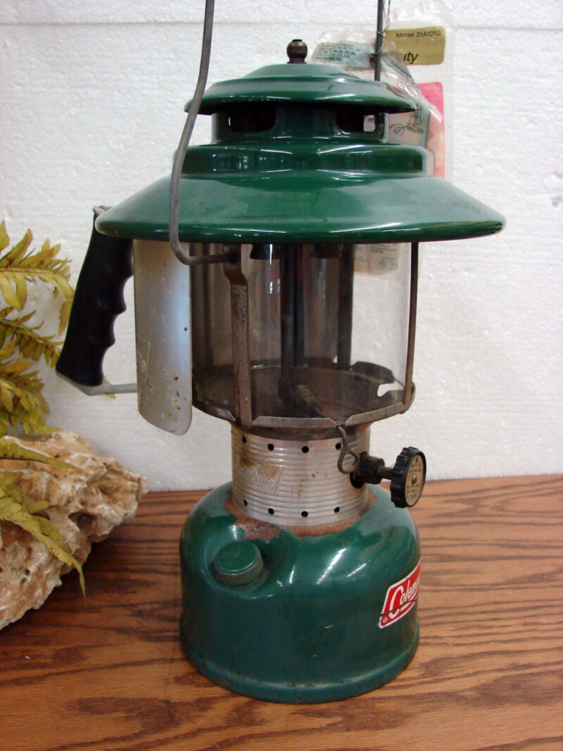 Vintage Coleman 228F Green Enamel Camping Lantern Reflector Side Handle, Moose-R-Us.Com Log Cabin Decor