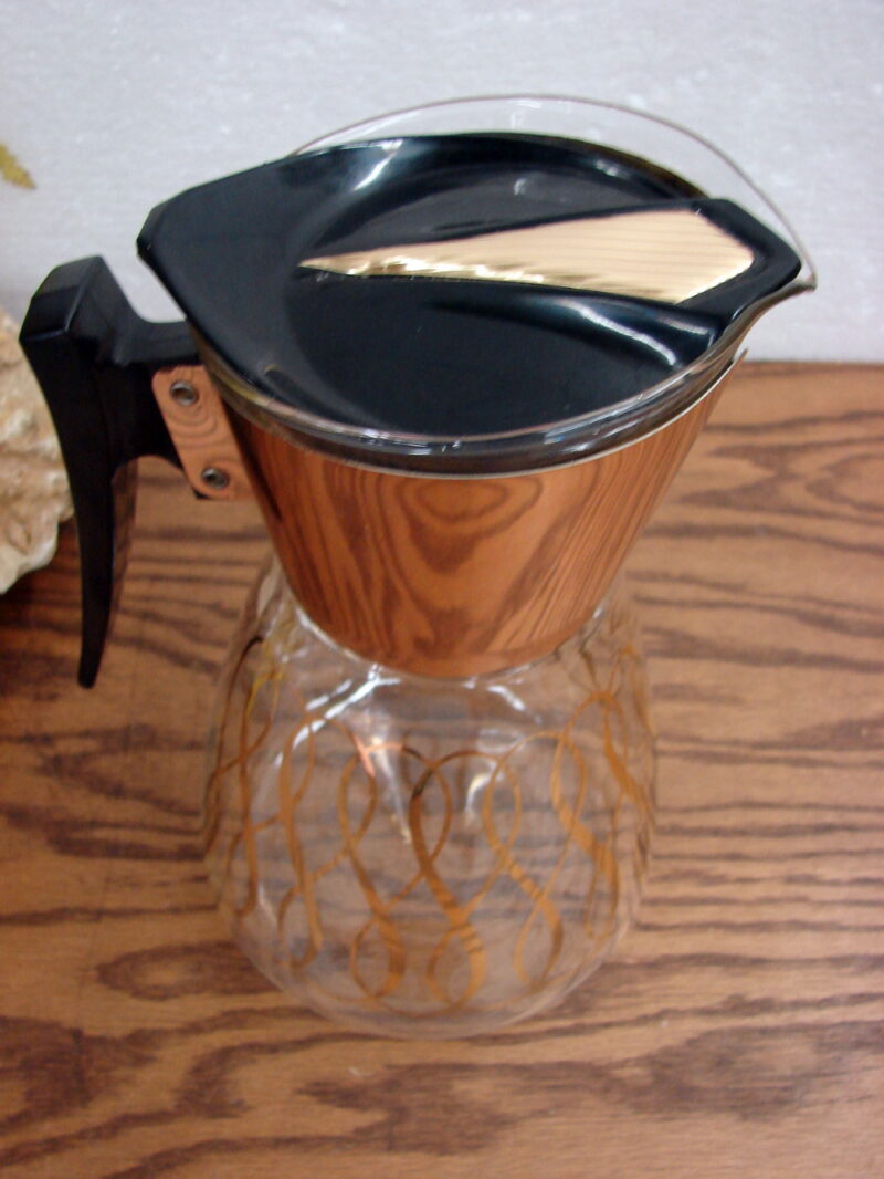 Vintage MCM Colony Gold Art Deco Coffee Beverage Server Carafe w/ Lid, Moose-R-Us.Com Log Cabin Decor