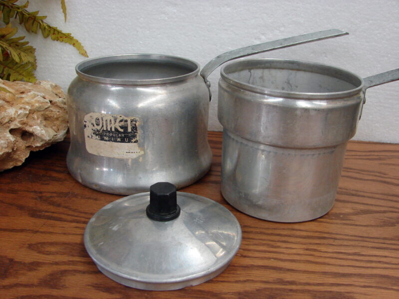 Vintage MCM Comet Aluminum Double Boiler Label, Moose-R-Us.Com Log Cabin Decor