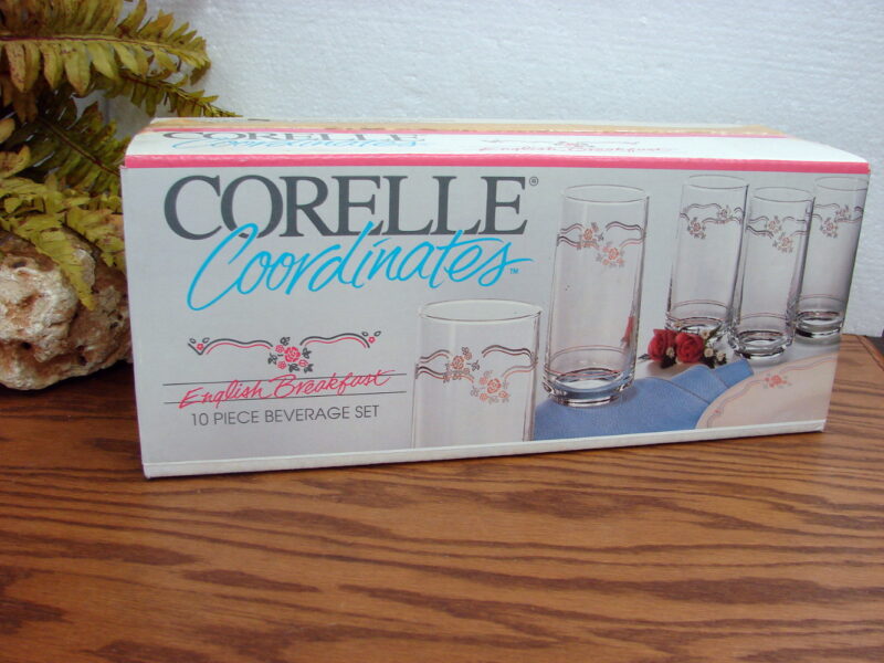 Corning Vitro Corelle English Breakfast 16 oz Cooler Glasses New In Box, Moose-R-Us.Com Log Cabin Decor