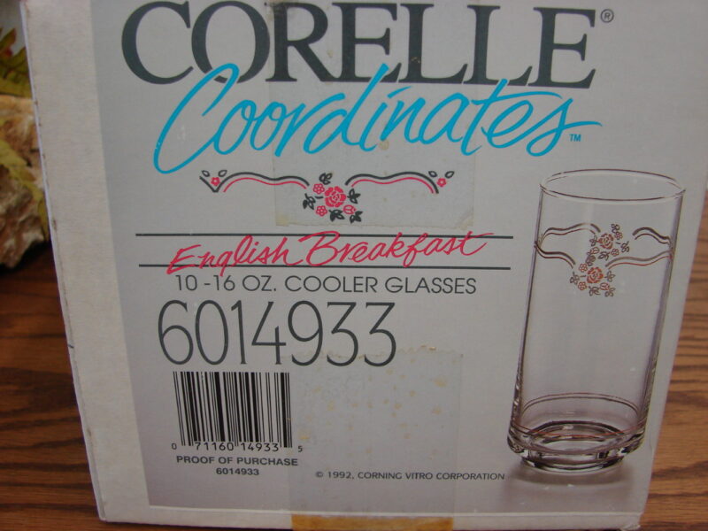 Corning Vitro Corelle English Breakfast 16 oz Cooler Glasses New In Box, Moose-R-Us.Com Log Cabin Decor