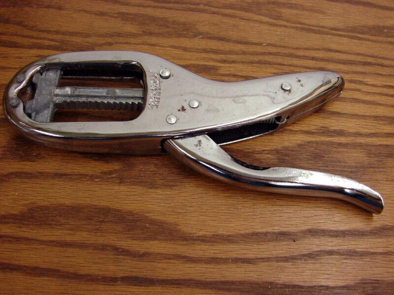 Vintage Chrome Nut Cracker Crackerjack England Hand Ratcheting Crank, Moose-R-Us.Com Log Cabin Decor