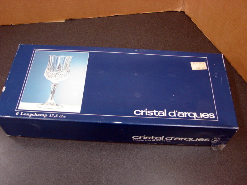 Vintage Boxed cristal d&#8217;arques 6 Longchamp 17,5 cl~ Exquisite Water Wing Goblet Glasses, Moose-R-Us.Com Log Cabin Decor