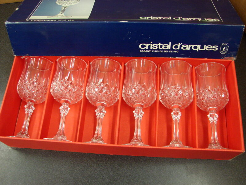 Vintage Boxed cristal d&#8217;arques 6 Longchamp 17,5 cl~ Exquisite Water Glasses, Moose-R-Us.Com Log Cabin Decor