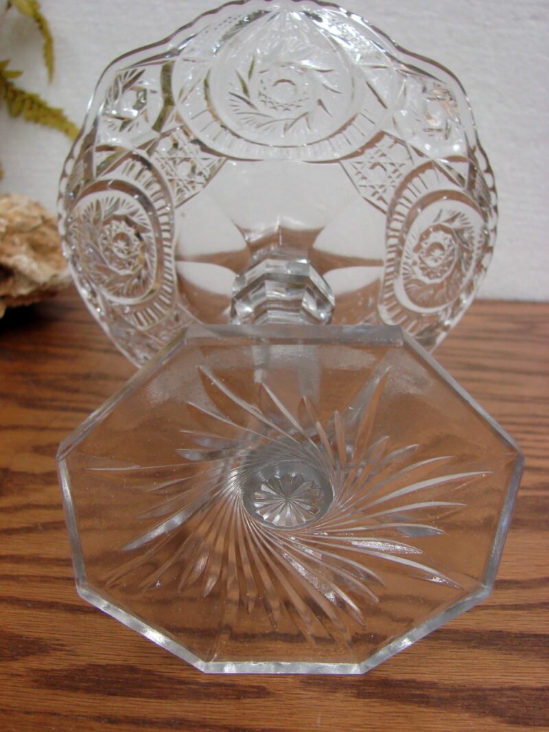 Vintage Crystal Heavy Cut Glass Pedestal Compote Bowl, Moose-R-Us.Com Log Cabin Decor