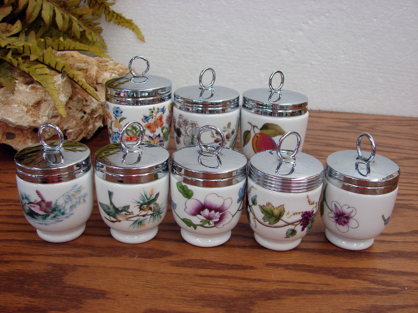 Set of 8 Vintage England Porcelain Egg Coddler Royal Worcester Aynsley