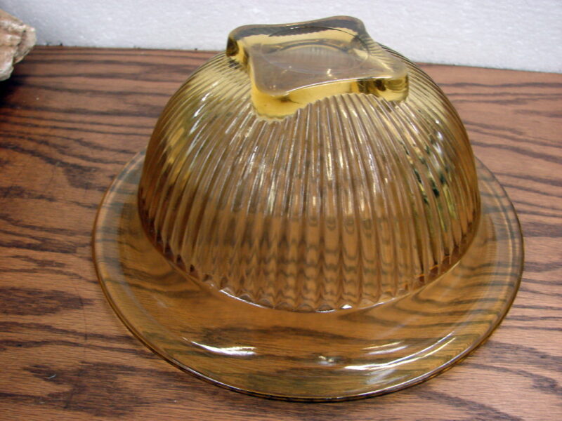 Vintage Federal Hazel Atlas Amber Glass Rolled Rim Square Bottom Mixing Bowl 7 3/4&#8243;, Moose-R-Us.Com Log Cabin Decor