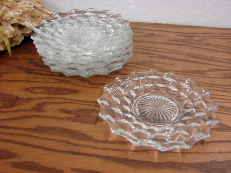 Vintage Crystal Fostoria American Cubist 6&#8243; Plates Set/7, Moose-R-Us.Com Log Cabin Decor