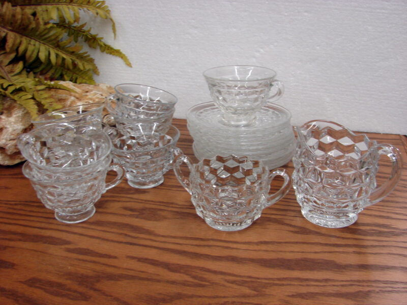 Vintage Crystal Fostoria American 26 Pcs Luncheon Set Cubist, Moose-R-Us.Com Log Cabin Decor