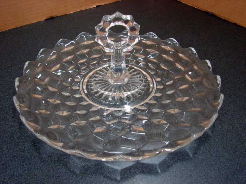 Vintage Cubist Fostoria American Clear Round Tidbit Tray Center Handle, Moose-R-Us.Com Log Cabin Decor