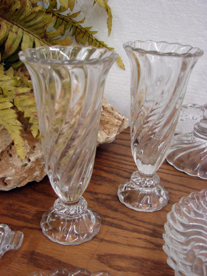 Vintage Crystal Fostoria Colony Swirl 17 Pcs Sample Lot, Moose-R-Us.Com Log Cabin Decor