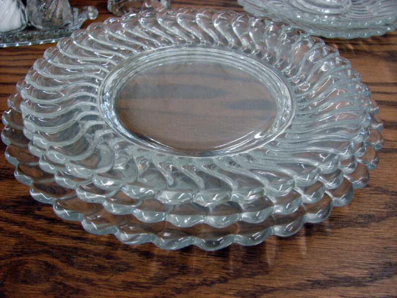 Vintage Crystal Fostoria Colony Swirl 17 Pcs Sample Lot, Moose-R-Us.Com Log Cabin Decor