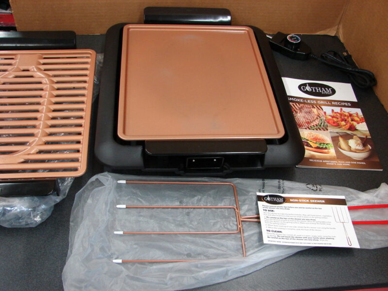 Gotham Steel Electric Smoke-Less Indoor Grill Non-Stick Copper Griddle Plus Bonus, Moose-R-Us.Com Log Cabin Decor