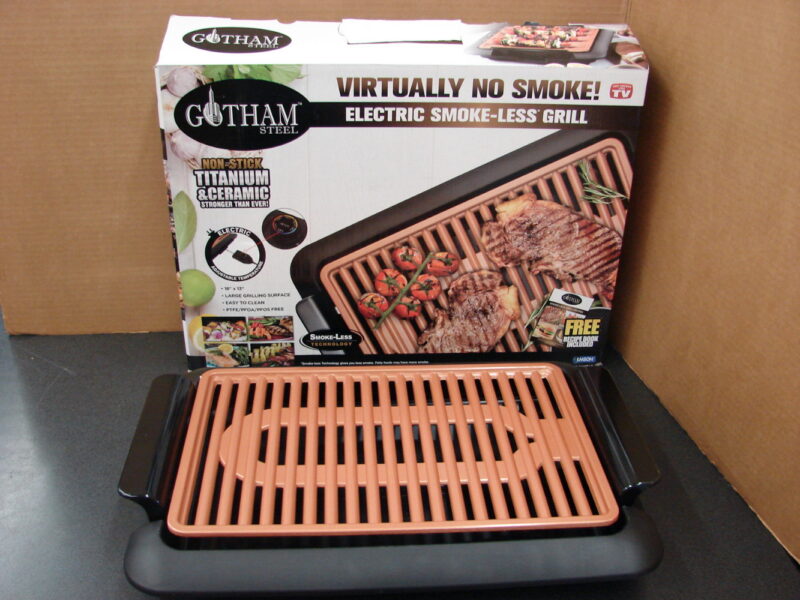 Gotham Steel Electric Smoke-Less Indoor Grill Non-Stick Copper Griddle Plus Bonus, Moose-R-Us.Com Log Cabin Decor