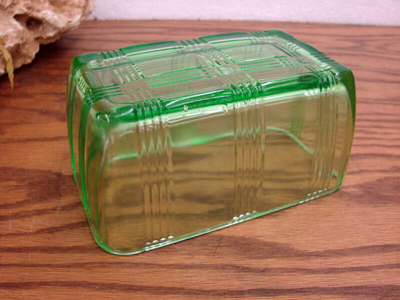 Vintage Hazel Atlas Uranium Criss Cross 1 Pound Butter Lid Only, Moose-R-Us.Com Log Cabin Decor