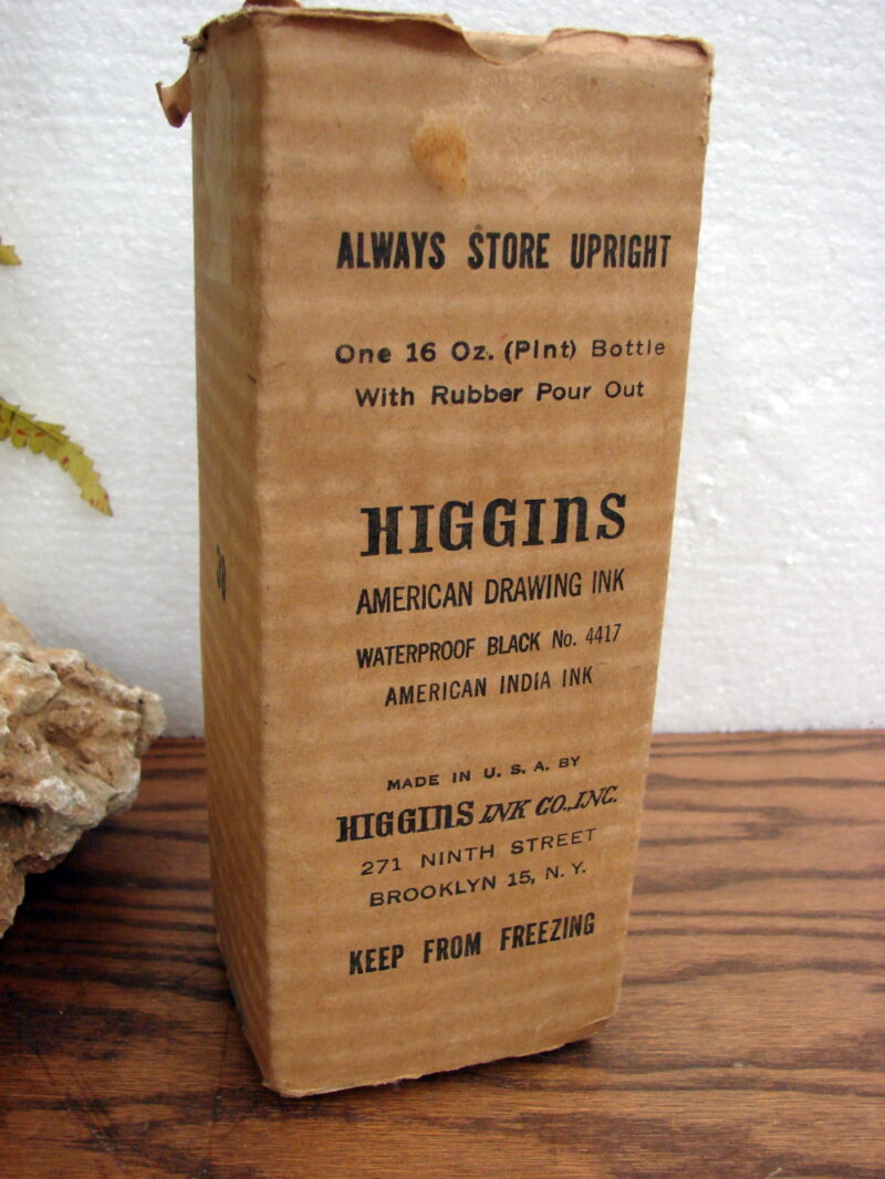 Vintage Higgins American India Drawing Ink 1 Pint Original Box Waterproof Black, Moose-R-Us.Com Log Cabin Decor