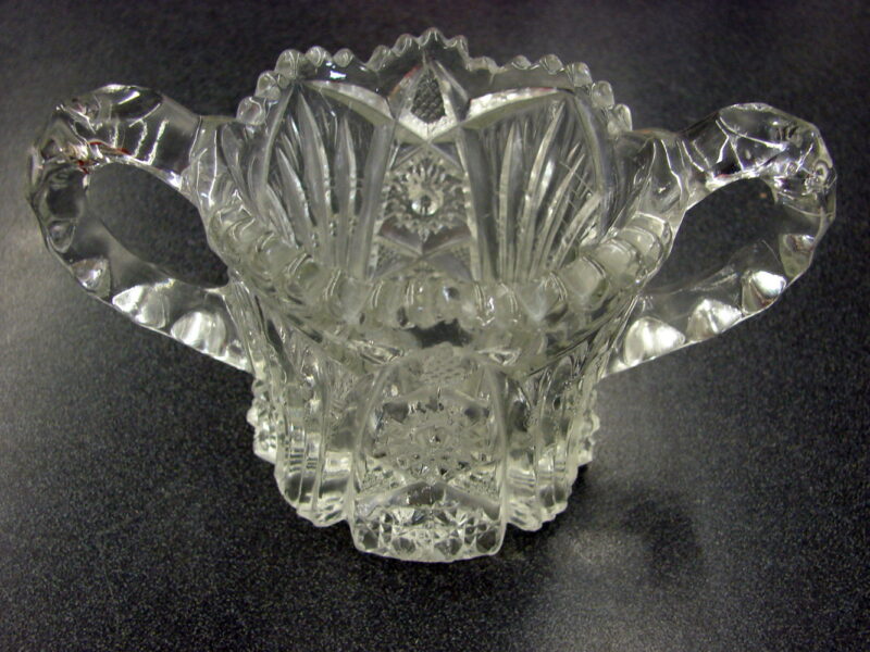 Vintage Crystal Imperial Nucut Glass Sugar Bowl Double Handle, Moose-R-Us.Com Log Cabin Decor